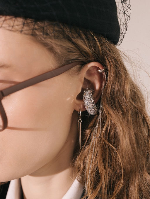 Серьги металл «Шипы» удлинённые, цвет серебро