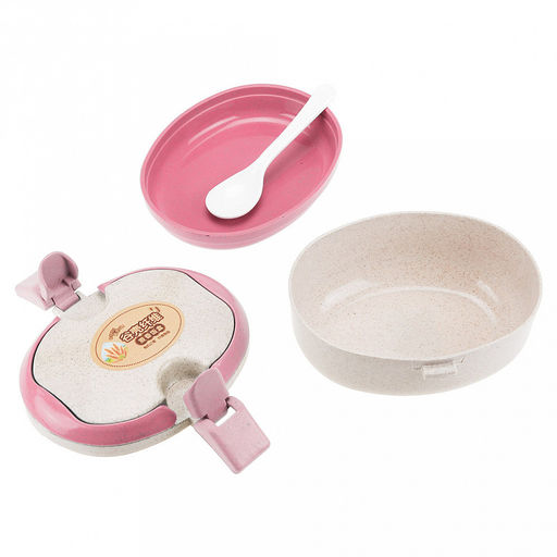 Ланч-бокс для продуктов пластмассовый Эко дом 15х14,5см h9см, 2 уровня: 0,2л 15,3х12см h2,6см; 0,4л, 15х11,8см h5,5см, с ложкой 13см, бежевый, с цветными клипсами и ручками, цвета в ассортименте: фисташковый, розовый, голубой (Китай) Пластик с доба - Домашняя мода фото 8