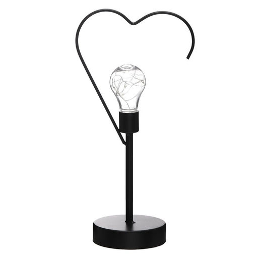 Ночник настольный Сердце LED от батареек 3хААА черный 11?16.5?36.4 см RISALUX