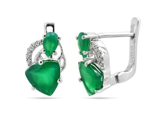 Серьги из серебра зеленый агат, Аксиома
