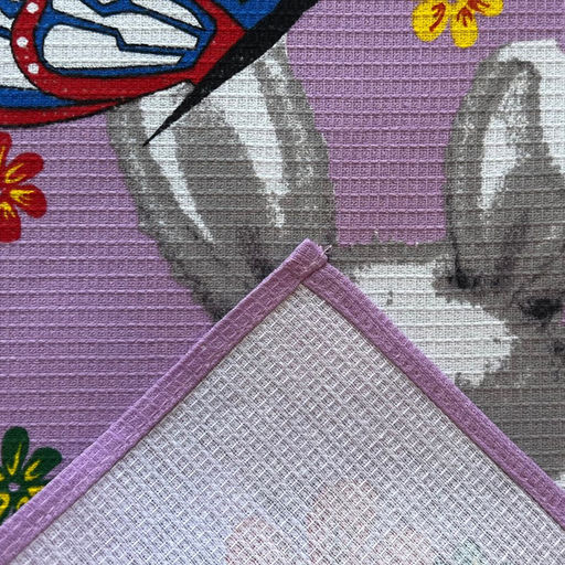 Цена за 2 шт. Полотенце вафельное Зайка сиреневый 35×60 см, 150 г/м, хл 100%