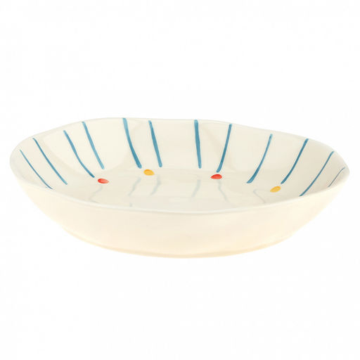 "Карусель" Тарелка глубокая фарфоровая д185мм, h35мм, 450мл, асимметричная форма, с деколью, кремовый (Китай)