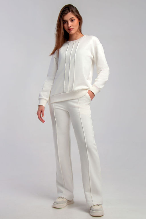 Арт. 2530  Костюм с брюками женский 44-50 (4 шт) Цвет:верх-молочный, низ-молочный