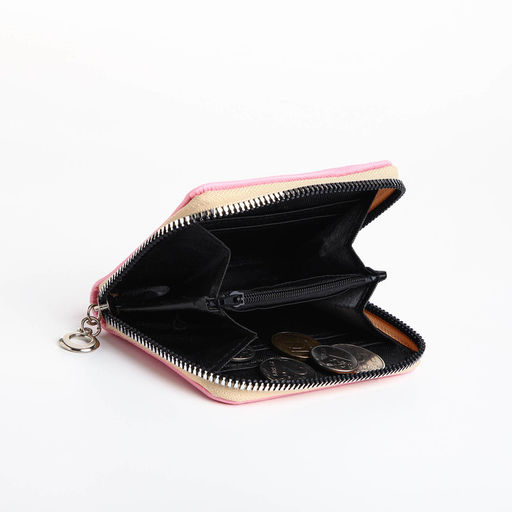 Кошелёк на молнии, отдел для карт, для монет, розовый