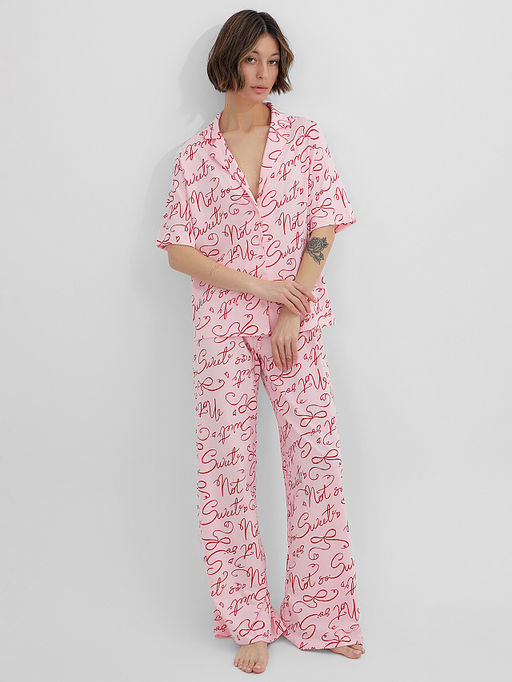 Комплект женский домашний розовый с надписями - Mark formelle фото 6