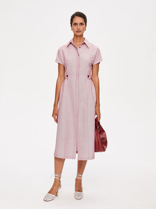 Льняное платье приталенного силуэта 422.050102/Красный - Seven senses фото 2