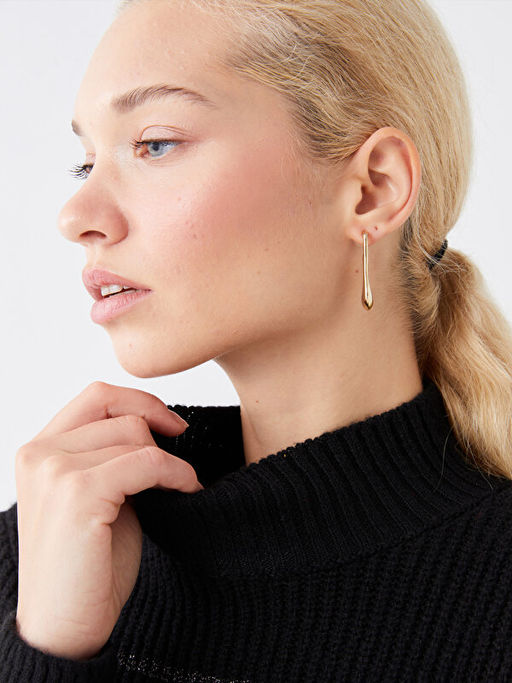 Yar?m Bal?k?? Yaka ?izgili Uzun Kollu Kad?n Triko Kazak