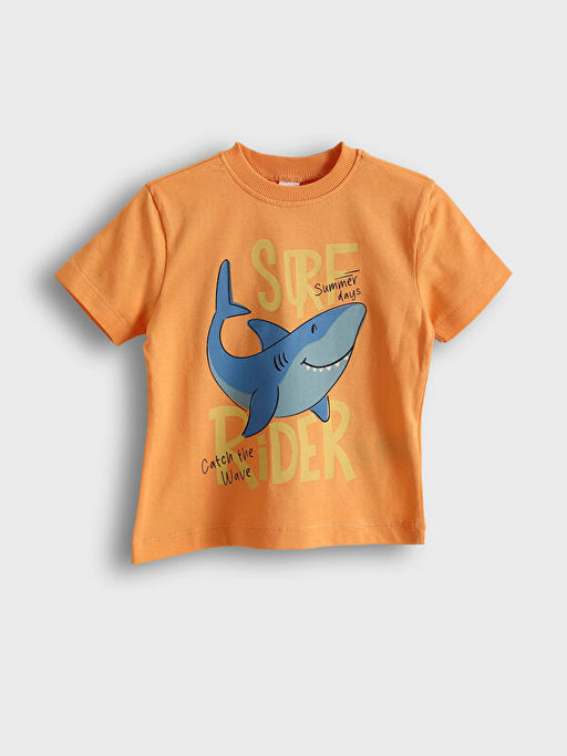 Bisiklet Yaka Bask?l? Erkek ?ocuk Ti??rt 2li