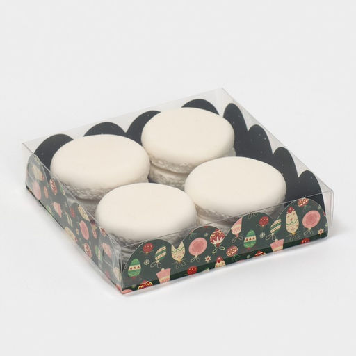 Цена за 5 шт. Коробка для кондитерских изделий с пластиковой крышкой «С Новым годом», 13×13×3 см