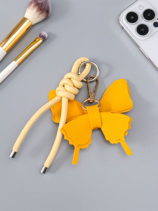 Брелок на карабине "Бабочка с узлом" бежево-рыжий 13,5х9,5х2,5 см