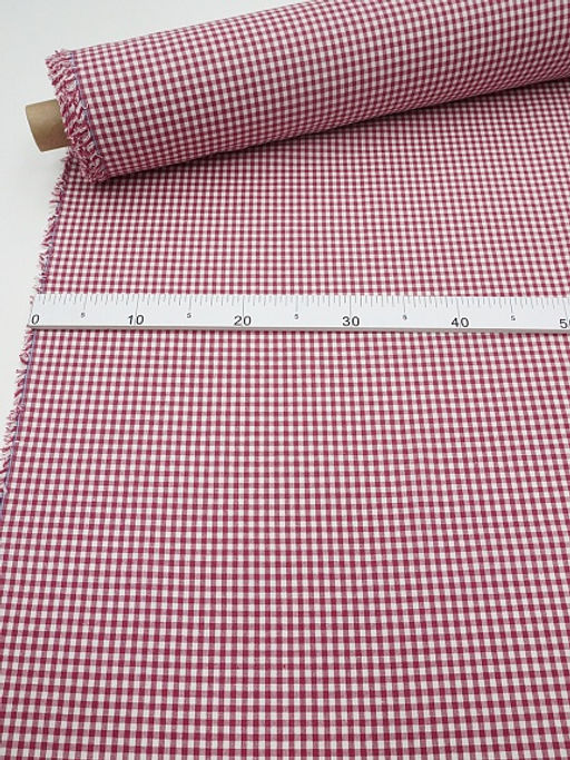 Брак(уценка) Пестрядь "Клетка (4*4 мм)" цв.малиновый, ш.1.45м, хлопок-100%, 130гр/м.кв