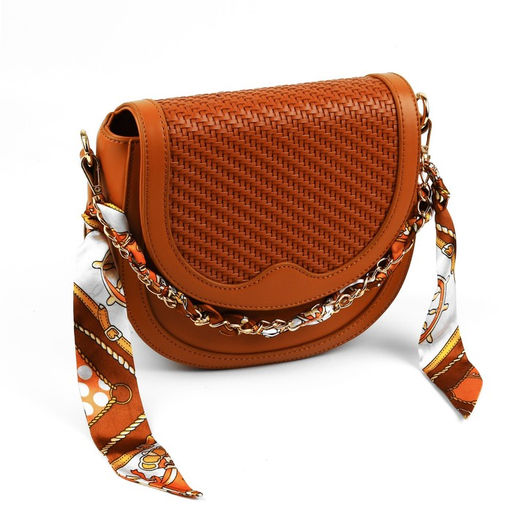 Цена за 2 шт. Цепочка с платком для сумки, с карабинами, 9 14 мм, 40 см, цвет коричневый/золотой - Арт узор фото 4