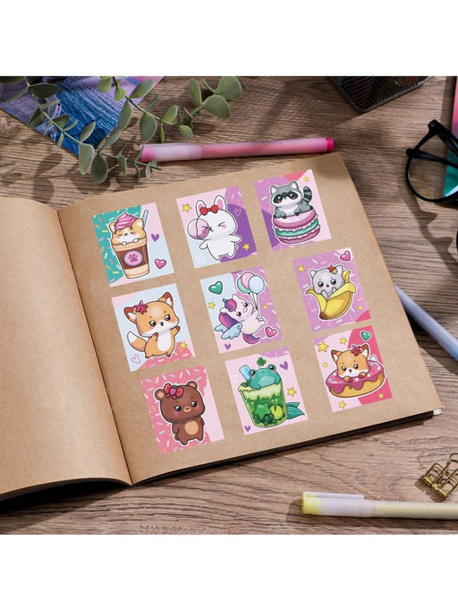 Цена за 10 шт. Наклейки детские бумажные «Милые персонажи», c раскраской, 10×14 см