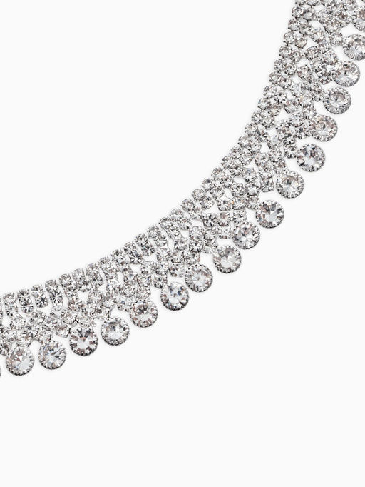 Набор 2 пред-а: серьги, колье со стразами "Лёд" зигзаг, d=13,5см, цвет белый в серебре