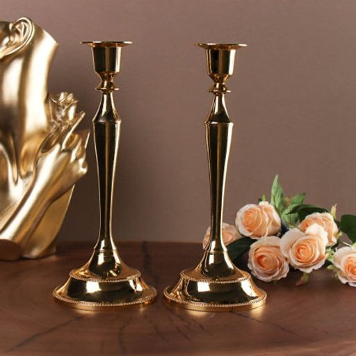 Подсвечник 2 штуки набор золото 25 см / 6301G /уп 30/ - Галеонтрейд фото 2