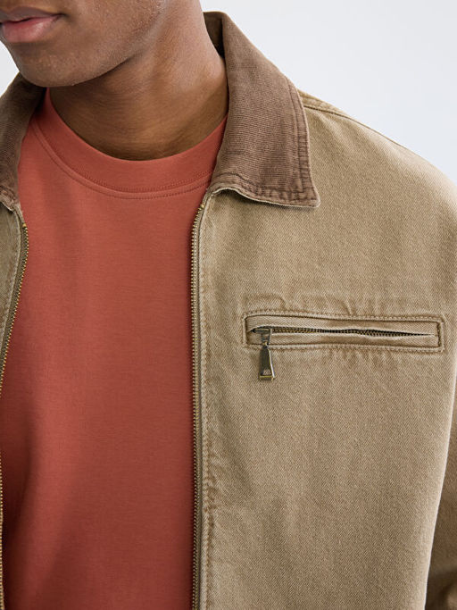 Rahat Kal?p Kadife Yaka Erkek Jean Ceket