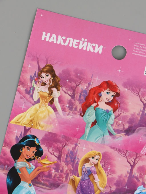 Цена за 10 шт. Наклейки бумажные «Принцессы», c раскраской на обороте, 11 × 15.5 см