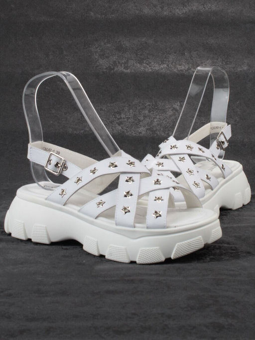 08-PEAG47-1 WHITE Босоножки женские (натуральная кожа)