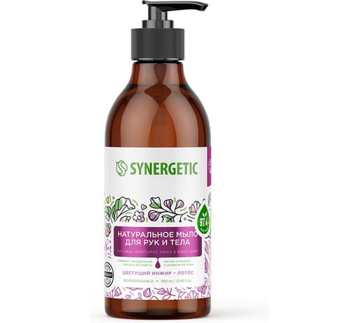 Мыло для рук и тела «Цветущий инжир и лотос», 380мл - Synergetic фото 3