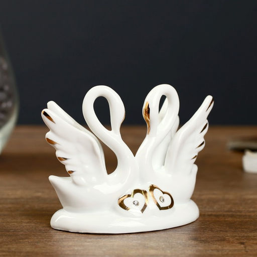 Фигурка под фарфор 2 лебедя изящество, стразы, 10?5?9 см