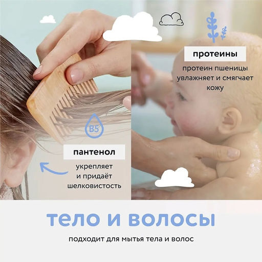 LULU пенка д/купания 2в1 250мл с пантенолом, бисабололом, экстрактами ромашки, календулы и лаванды, без SLS, SLES