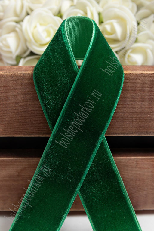 Лента бархатная 2,5 см*20 ярд (SF-2322) зеленый №163