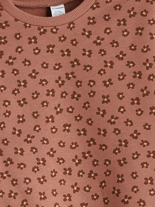 Bisiklet Yaka ?i?ekli K?z ?ocuk Sweatshirt