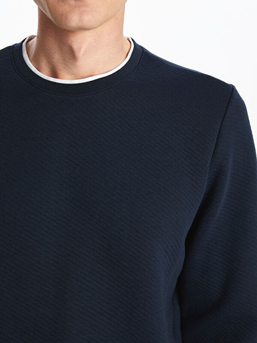 Bisiklet Yaka Uzun Kollu Erkek Sweatshirt