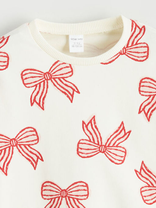 Bisiklet Yaka Desenli K?z Bebek Sweatshirt