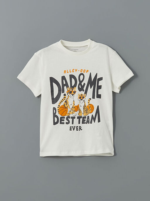 Bisiklet Yaka Bask?l? Penye Erkek ?ocuk Ti??rt