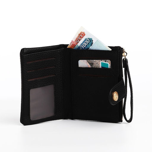 Кошелёк на кнопке, цвет чёрный - Simaland фото 5