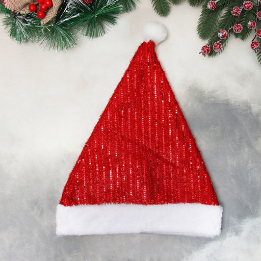 Колпак новогодний «Мерцающие полосы» 30×36 см, красный