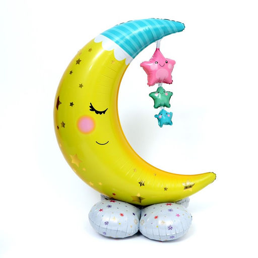 Воздушный шар фольгированный 62" «Месяц. Звёзды», на подставке, под воздух