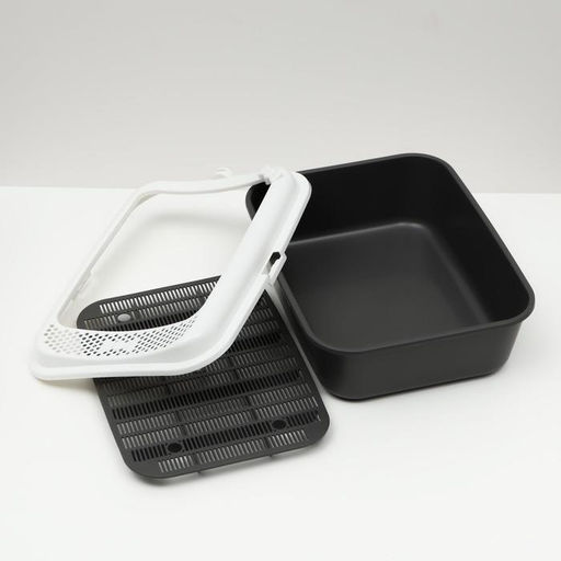 Туалет для кошек «Сима»FIX, 30×39×13.5 см, с бортом, сеткой и совком, пластик, серый, совок МИКС