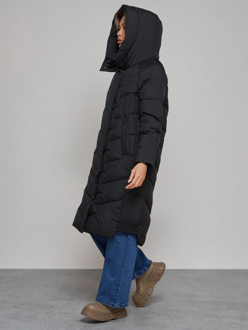 Пальто утепленное молодежное зимнее женское черного цвета 52355Ch - Holdluck фото 8