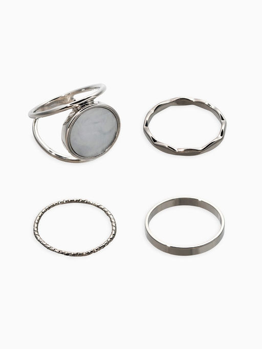 Набор колец 3 шт "Новый стиль" линии, размер МИКС, цвет белый в серебре
