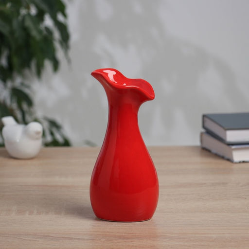 Ваза для цветов «Тьяго», грация, d=7.5×5.5 см, d отверстия 2.5 см, h=16.5 см, керамика, красная