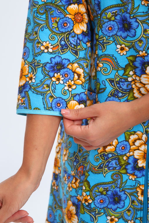 Халат женский из фланели Маша макси цветы