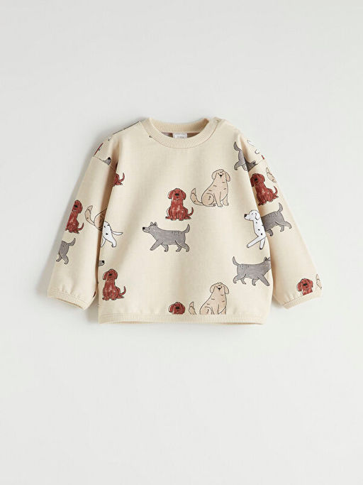 Bask?l? Erkek Bebek Sweatshirt ve E?ofman Alt?