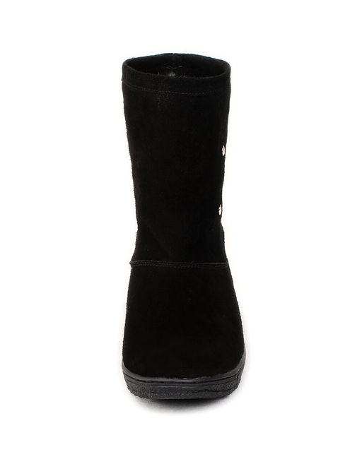 Полусапоги женские на литой подошве., Черные. Замша. Подклад овчина.