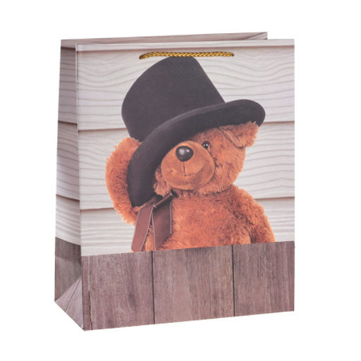 Цена за 12 шт. Пакет подарочный 26x32x12см Мишка / 5302L /уп 12/384/ - ГалеонТрейд фото 3