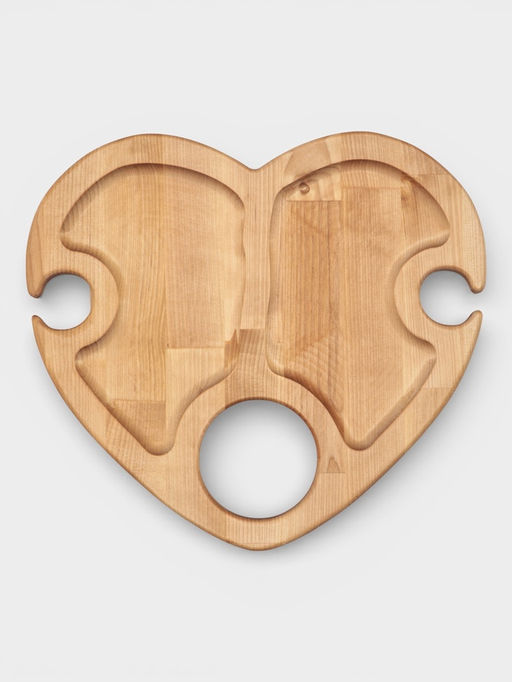 Подарочный набор посуды Adelica С любовью, столик для вина d=32 см, менажница d=25 см, подсвечник d=8 см, дерево берёза