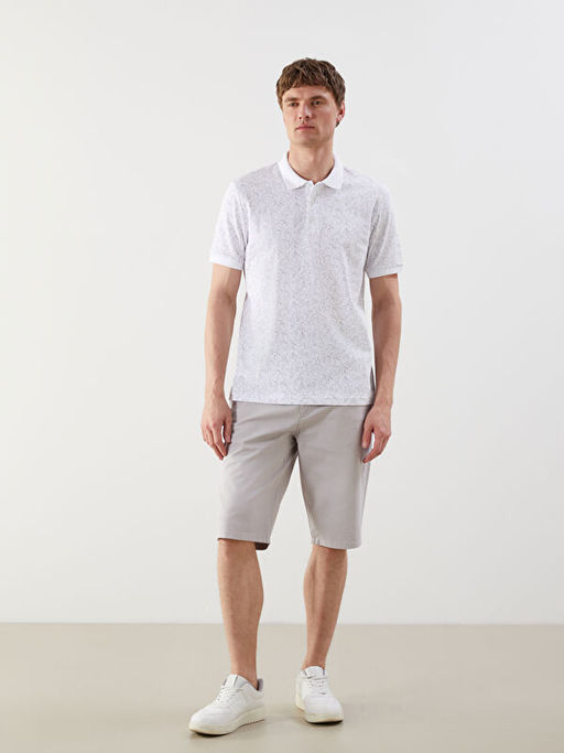 Polo Yaka K?sa Kollu Desenli Erkek Ti??rt