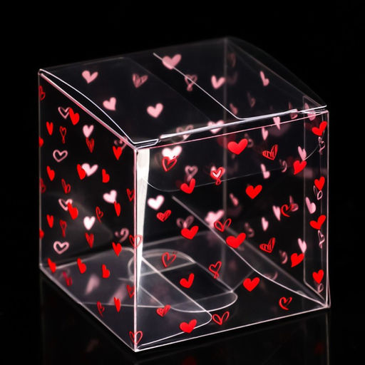 Цена за 5 шт. Складная коробка из PVC Сердца, 5 x 5 x 5 см