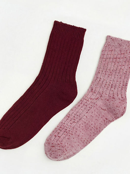 Desenli Kad?n Triko Soket ?orap 2li