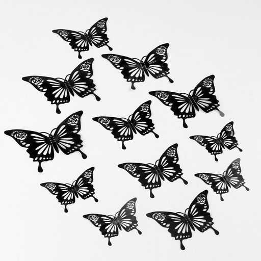 Набор для украшения Бабочки, набор 12 шт, цвет черный - Страна карнавалия фото 2