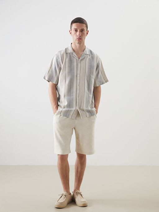 Regular Fit K?sa Kollu ?izgili Erkek G?mlek