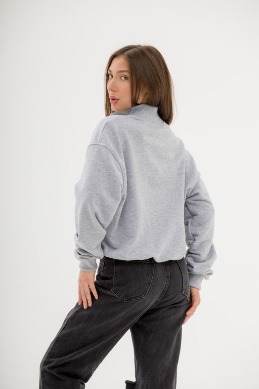 150 Свитшот зипка, серый меланж