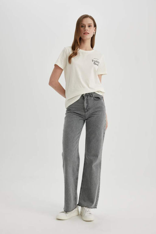 Футболка стандартного кроя с круглым вырезом и короткими рукавами с принтом - Defacto фото 2