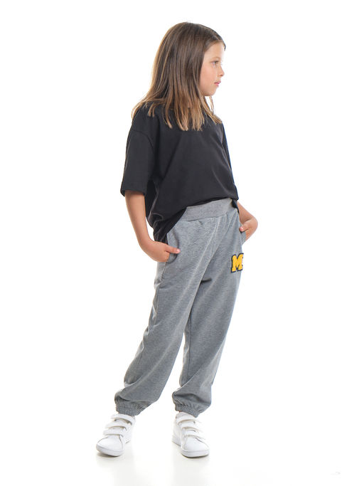 Брюки спортивные с эмблемой 22-7611 светло-серый меланж - Mini maxi фото 30